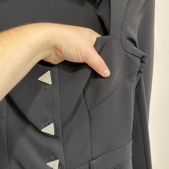 & Other Stories Black Jumpsuit W Retro Triangle Diamond Studded Buttons Size 0 - Picture 11 of 11